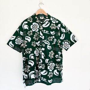 Wes and Willy Men’s MSU Short Sleeved Hawaiian Button Up Shirt